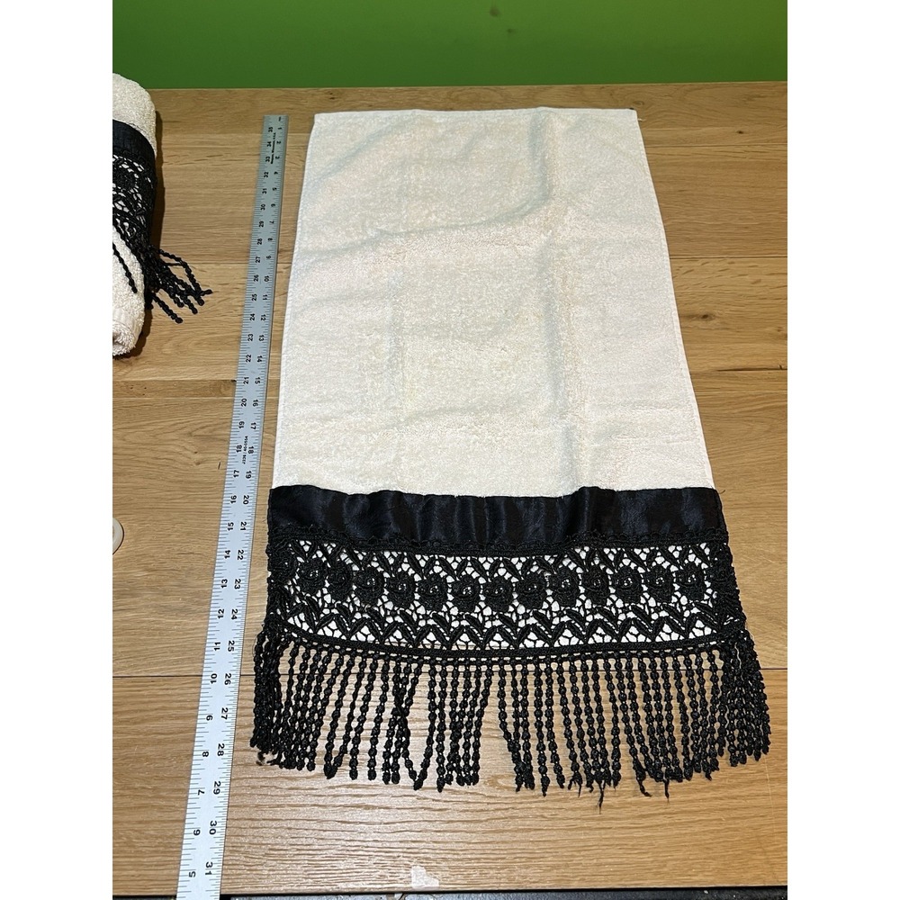Croscill Home 4 piece bath towel set floral fringe cotton cream Vtg READ - Picture 13 of 16